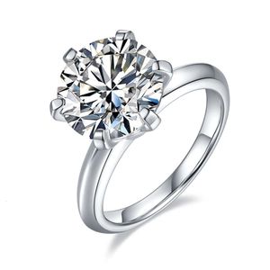 Ontwerpers voor vrouwen D-kleur 5 kt superluxe Mosan-ring Dames Klassieke Six Claw 925 sterling zilver vergulde 18k gouden diamanten ring Verlovingscadeau