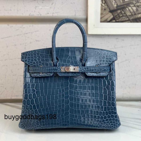 Diseñadores Bolsos Bolsos de diseñador Bolso de cuero de cocodrilo 1p Pato Azul Cara brillante HigGloss 25 Bolsa de gran capacidad