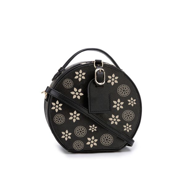 Bolsos de diseñador Bolso bandolera circular de lujo Bolso de hombro redondo para mujer Clásico Negro Flor vieja Genuino lvs Correa de cuero Manija Señora Monedero cosmético