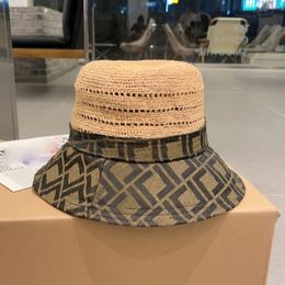 Sombrero de diseñadores, paja de punto de moda tejida de paja invertida sombrero de pescador de pescado transpirable sombrero de playa sombrero pesquero lujoso y de moda