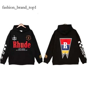 Designers Hoodie Rhudes High Street Varsity Rhude Basketball Puffer Sweat à capuche Patch Broidered Lettres et les bombardiers d'épissage lâches 2715