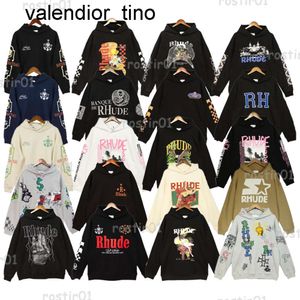 Ontwerpers hoodie Rhudes varsity Rhude Basketball puffer Hoodies Letter Patch Geborduurde Letters Losse Splicing heren dames hoodies