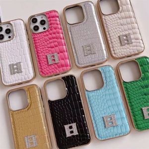 Designers IPhone 15 14 Pro Max Cas de téléphone pour Apple 13 12 Femmes Hommes Luxe Cuir Crocodile Motif Couverture