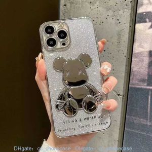 Concepteurs iPhone Case for 14 pro max objectif complet package 12 téléphone transparent électroplé mignon ours 117 protecteur anti-drop x asoc