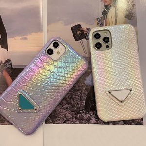 Ontwerpers iPhone Cases Mermaid Ji Laser Skin Texture Cases voor iPhone X XSMAS XR 11 12 13 Promax Back Cover Fashion Cellphone Cases
