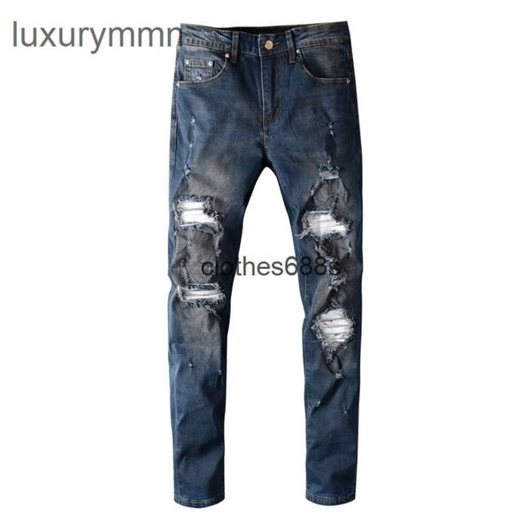 Designers Jeans Amirrss Pantalons pour hommes Tendance High Street Marque de mode Trous cassés pour hommes et patchs sales Jeans Leggings élastiques pour hommes # 621 ES8N