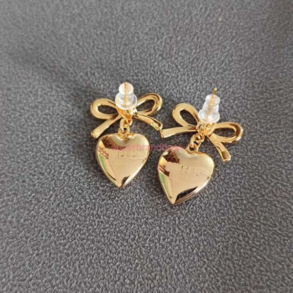 Diseñadores Joyas Celi Celi New Love Bow Pendientes Mesh Rojo mismo estilo dorado Cara brillante PEAR SEBRECO DIARIO DIARIO