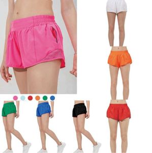 ontwerpers lululemenly dames yogashorts Pasvorm Ritszak Hoge taille Sneldrogend Damestrein Korte losse stijl Ademend ontwerp 6773ess