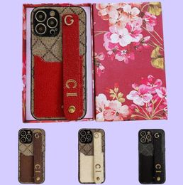 Designers Luxury Phone Case avec dragonne de poche pour carte pour iPhone 14 Pro Max i 13 12 11 XR XS X 7 8 Plus Cover Fashion Metal Let5509785