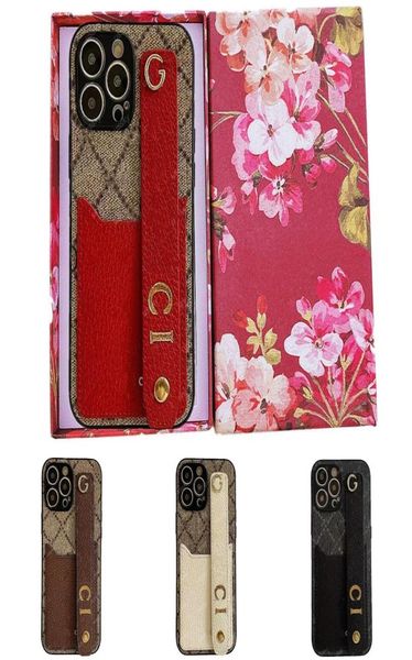 Designers Luxury Phone Case avec dragonne de poche pour carte pour iPhone 14 Pro Max i 13 12 11 XR XS X 7 8 Plus Cover Fashion Metal Let4747475