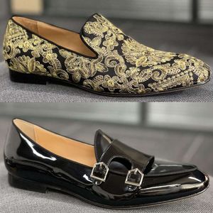 Ontwerpers Mannen Formele Schoenen Gouden Borduren Jurk Schoenen Party Schoen Hoge Kwaliteit Size38-48 NO498