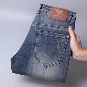 Designers heren jeans ontwerper high -end digitale digitale gedrukte herenjeans nieuwe lijn elastische slanke denim broek