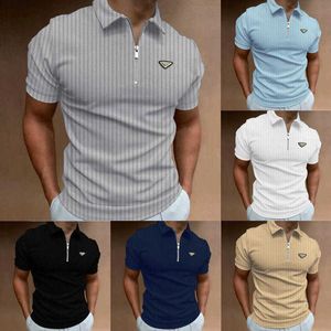 Designers Men's's's’s Designer Summer Summer Zipper Polo Prads Brand Chemises imprimées à rayures Men Streetwear T-shirt à manches courtes décontractées
