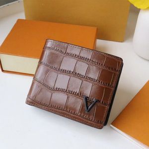 Designers Hommes Portefeuille 10A Véritable LeatherDesigne Crocodile Modèle Sacs à main Portefeuille court de luxe Titulaire de la carte Poche classique 5A Cuir véritable avec boîte