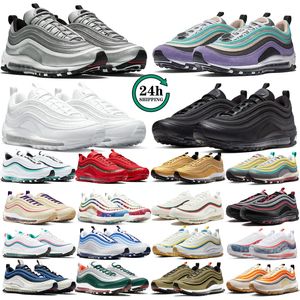 97 chaussures de course air max 97s Triple noir blanc argent hommes formateurs baskets en plein air