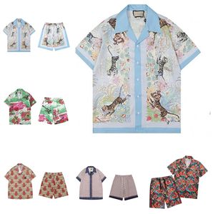 Diseñadores Camisas para hombre Playa Chándal de manga corta Camisa Tiger Bowling Camiseta Hawaii Floral Casual Chándal Hombres Slim Fit Conjuntos Vestido Camisa de calidad Tamaño asiático M-3XL