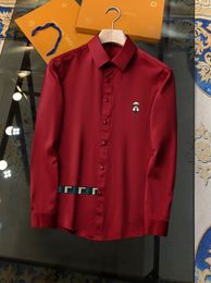 Ontwerpers Heren Casual Shirts Quality Designer Business TEES Klassiek met lange mouw shirt Solid Color Letter Lente Autumn Blousea2255
