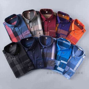Ontwerpers Mens Dress Casual Shirts Luxurys Slim Silk T-shirts Lange mouw Fashion T Business Clothing Plaid Brands 17 Color M-3XLKWEC