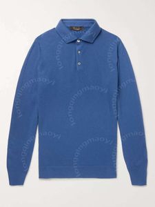 Ontwerpers Herenpolo's Loro Piano Slim-Fit kasjmier poloshirt met lange mouwen Mode lentetops