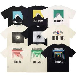 Designers Mens Rhude Broderie T-shirts pour l'été Tops pour hommes Lettre Polos Chemise Femme T-shirts Vêtements à manches courtes Grande taille 100% coton Tees Taille 445