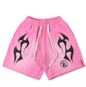 Diseñadores Pantalones cortos para hombre Pantalones cortos casuales Baloncesto Hellstar Studios Pantalones cortos Pink Tie-Dye Flame Sport Running Short Hip Hop Pocket Sport Streetwear