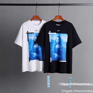 Ontwerpers Heren T-shirts Xia Chao Merk Ow Off Mona Lisa Olieverfschilderij Pijl Korte Mouw Mannen en Vrouwen Casual Grote Losse T-shirt 9HQY