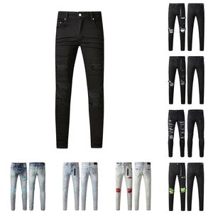 Designers Hommes Femmes Jeans Distressed Ripped Biker Slim Denim Droit Pour Hommes Mode Denim Jeans Pantalons 665ot