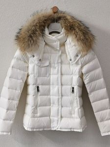 Designers Monclair Veste Femmes Hiver Marque Française Épaississement Parkas À Capuchon Vraiment Collier De Fourrure De Renard Gooses Down Manteau Blanc Noir Couleur Fourrure De Raton Laveur