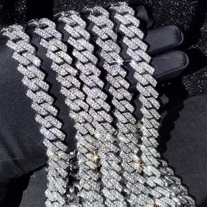 Diseñadores collares eslabones cubanos cadenas de cadena de oro 15 mm Micro Pave Prong Collares de cadena cubana Moda Hiphop Full Iced Out Rhinestones