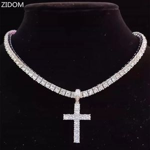 Designers colliers cubain lien chaîne en or chaînes Croix Collier Avec 4mm Zircon Tennis Chaîne Iced Out Bling