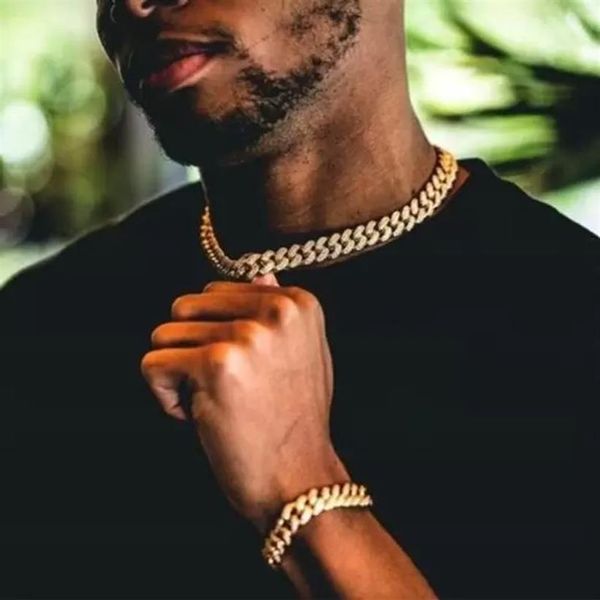 Diseñadores collares eslabones cubanos cadenas de cadena de oro hombres pelo corto Miami Cuba collar de cadena grande hip hop rapero cadena collar hombres 297h