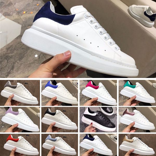 Diseñadores zapatillas de deporte de gran tamaño Zapatos casuales Suela de cuero blanco negro Lujo Terciopelo Gamuza Alpargatas para mujer para hombre Zapatillas de deporte planas con cordones de alta calidad L2