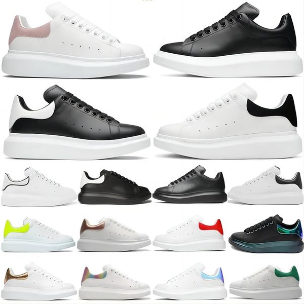 Diseñadores zapatilla de deporte de gran tamaño Zapatos de suela casual Cuero blanco Lujo Terciopelo negro Gamuza para mujer Alpargatas para hombre de alta calidad Zapatillas planas con cordones