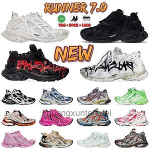 Diseñadores Paris Runner 7.0 Hombres Mujeres Zapatos Transmit Sense 7 Azul Gris Entrenadores Negro Blanco Rosa Azul Borgoña Graffiti Deconstrucción Zapatillas de deporte Zapatillas de deporte