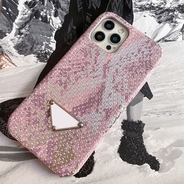 Designers Pink Phone Cases Coques antichoc pour IPhone 11 12 13 Pro Promax X xs Xr Triangle P Case Cover Anti-fall Cell D2202186Z