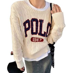 Designers Ralphs Round Ralph War Horse Polo Pull Femme Automne et hiver Pâte frite Twists Laine Mode Luxe Manches longues