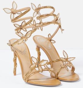 Ontwerpers Rene Caovilla stiletto hakken vlinder-detaillering sandalen luxe geklede schoenen dames slipers strass bezaaid sandaal 35-42