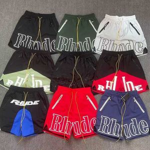 Designers Rhude Shorts Mens Basketball Pantalon court 2023 S Summer Beach Palm Lettre Mesh Street Fashion Pantalon de survêtement