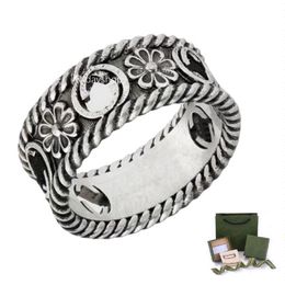 Diseñadores anillo lujos pareja joyería moda hombres y mujeres letras clásicas anillos de flores