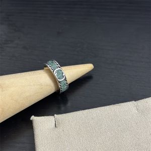 Ontwerpers Ring Mannen Vrouwen Vintage Zwart Groen Emaille Ringen S925 Sterling Zilver Mode Patroon Ring Paar Ringen Sieraden