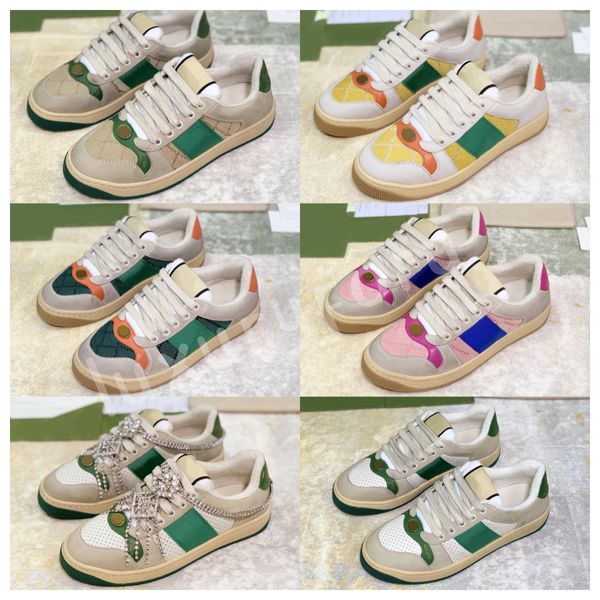 Designers Screener Sneaker Italie Vert Web Stripe et Vintage Rouge Baskets Beige Beurre Chaussures En Cuir Sale Classique Casual Do-Old Chaussures Vintage Cuir Semelle En Caoutchouc