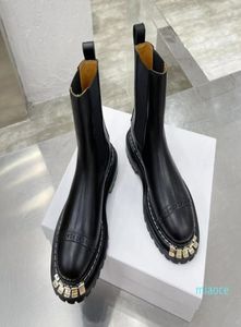 Designers Chaussures élastiques élastiquées Boots de la pose de la plate-forme élastique Boots en cuir Martin avec semelle nouée