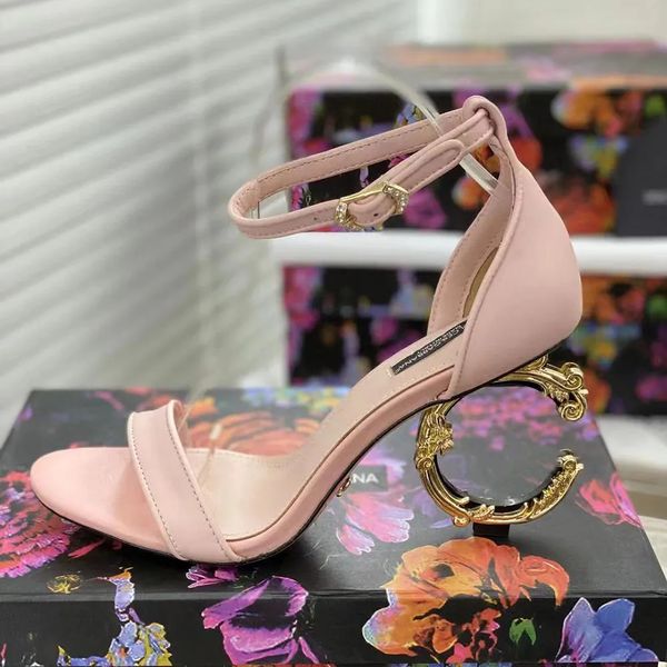 Diseñadores Zapatos Fiesta Tacón Calzado Correa Carrete Tacón Mujer Tacón para Sk y-High 9 cm Sandalias de tacón alto esculpidas Verano Cuero de lujo Tacones altos Sandalia Tamaño 34-42