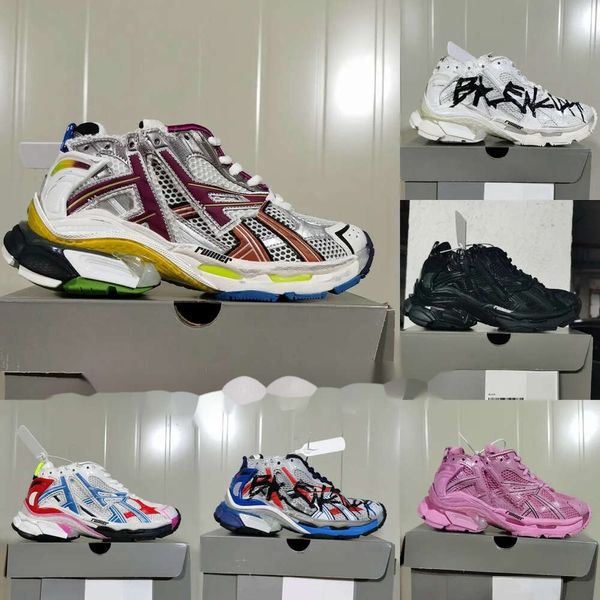 Designers Chaussures Runner 7.0 Chaussures décontractées Transmit Sense Retro Trainers Platform Balencaigaitys Chaussures noir blanc rose bleu burgogne de déconstruction bordeaux baskets