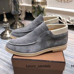 Zapatos de diseñador, pedales de cuero de gamuza, mocasines LP, zapatos individuales informales de fondo plano, zapatos de hombre con patas anchas y perezosos, corte alto hh