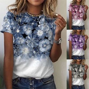 Korte mouwen van ontwerpers verkopen goed Zomerpatroon Digitaal bedrukt Casual T-shirt met korte mouwen en ronde hals voor dames