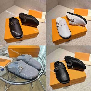 Ontwerpers Slippers GEZELLIGE PLATTE COMFORT Slipper Mannen Vrouwen Slides Luxe Kalfsleer Sandalen Lazy Verstelbare Gesp Flip flops