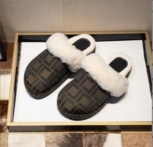 Ontwerpers Slippers Slippers Sandalen Meisje Flip Flop Slipper Winter Slide Dames Dames Wol Bont Pluizig Harig Warm Letters Comfortabel Fuzzy maat 36-42 FD63