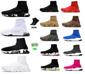 Diseñadores Speeds 2.0 V2 Zapatos casuales Plataforma Zapatilla de deporte Hombres Mujeres Tripler Paris Calcetines Botas Negro Blanco Azul Luz Ruby Graffiti Vintage Marca Zapatillas de deporte de lujo