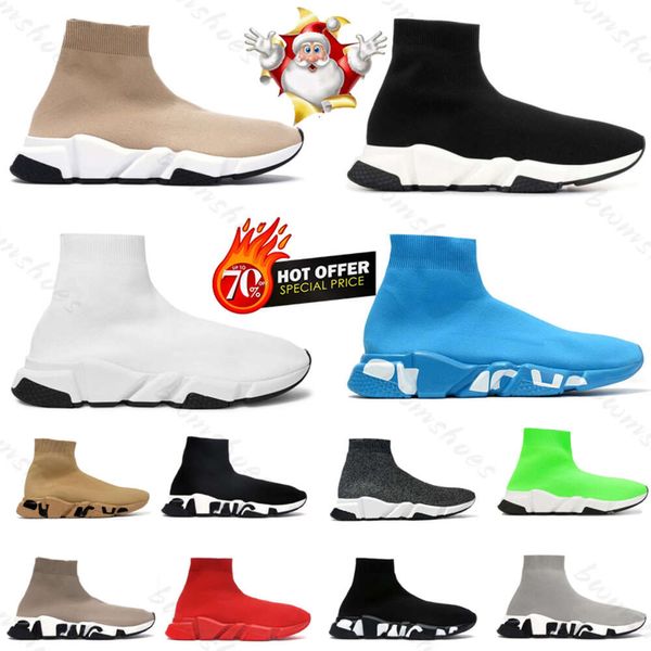 Diseñadores Speeds 2.0 V2 Zapatos casuales Plataforma Zapatilla de deporte Hombres Mujeres Triplers S Paris Calcetines Botas Marca Negro Blanco Azul Luz Ruby Graffiti Zapatillas de deporte de lujo 36-45